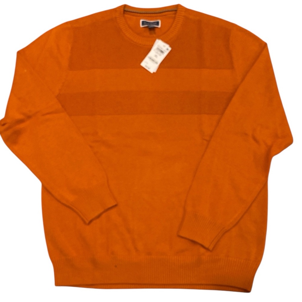 Club Room Men's Textured Crewneck Long Sleeve Sweater in the color Maple Leaf